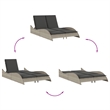 vidaXL Patio PE Rattan Steel Double Sun Lounger in Light Gray