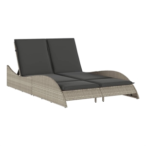 vidaXL Patio PE Rattan Steel Double Sun Lounger in Light Gray