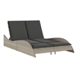 vidaXL Patio PE Rattan Steel Double Sun Lounger in Light Gray