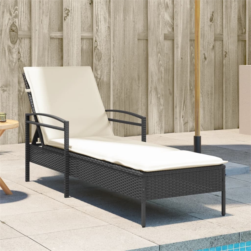 vidaXL Sun Lounger in Black and Cream