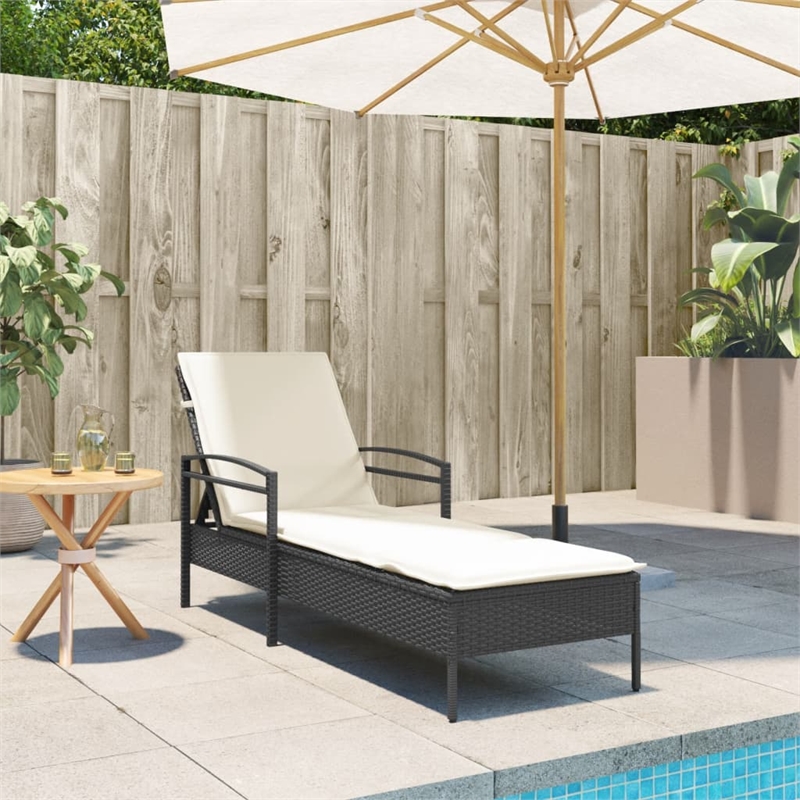 vidaXL Sun Lounger in Black and Cream