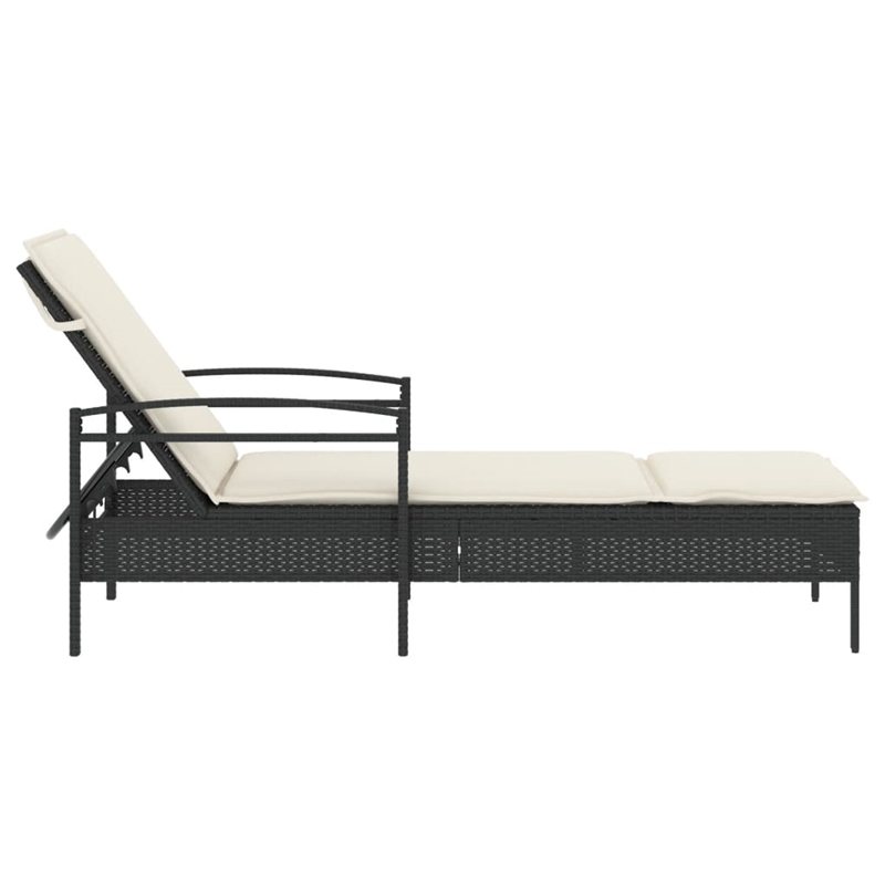 vidaXL Sun Lounger in Black and Cream