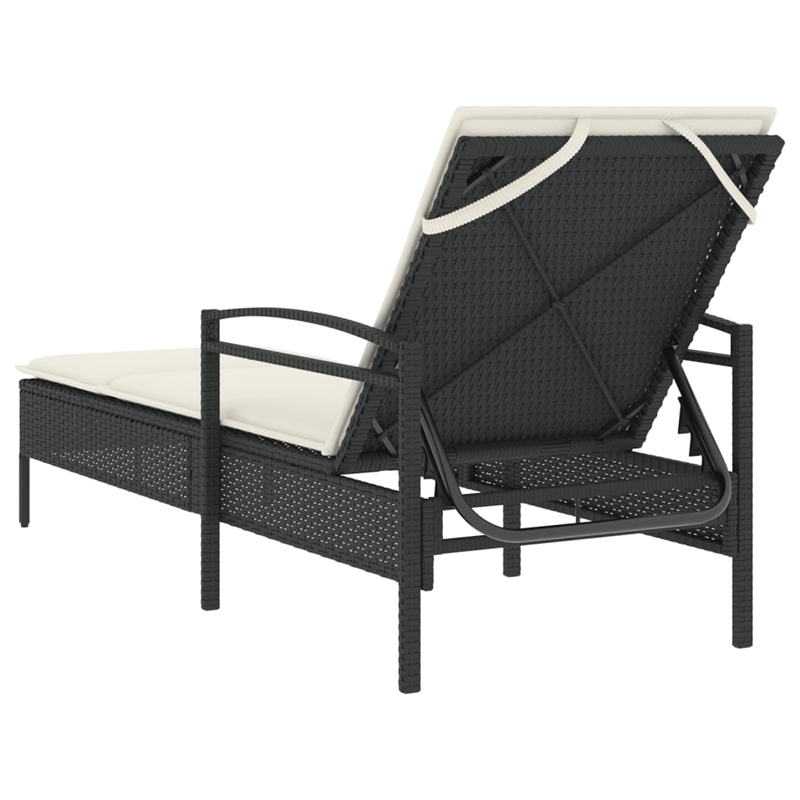 vidaXL Sun Lounger in Black and Cream