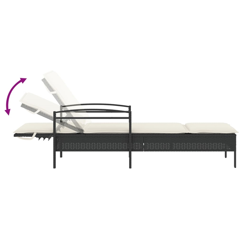 vidaXL Sun Lounger in Black and Cream