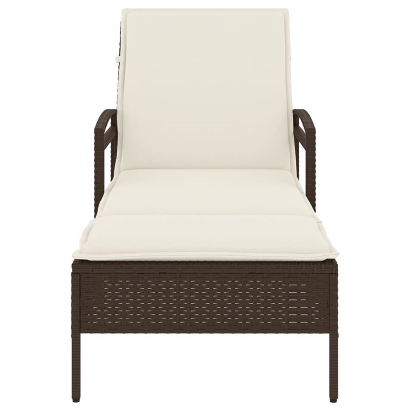 vidaXL PE Rattan Foam Standard Sun Lounger in Brown and Cream White