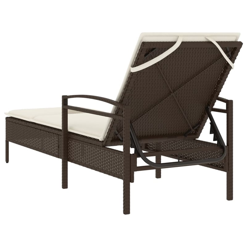 vidaXL PE Rattan Foam Standard Sun Lounger in Brown and Cream White
