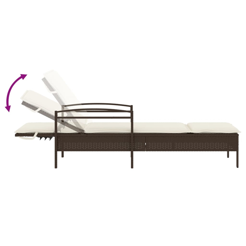 vidaXL PE Rattan Foam Standard Sun Lounger in Brown and Cream White