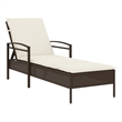 vidaXL PE Rattan Foam Standard Sun Lounger in Brown and Cream White