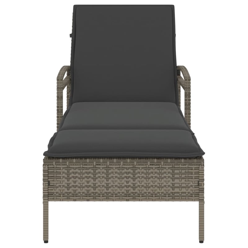 vidaXL Poly Rattan Steel Sun Lounger in Gray