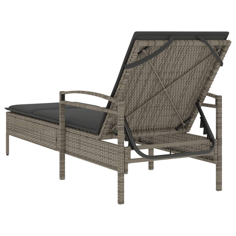 vidaXL Poly Rattan Steel Sun Lounger in Gray
