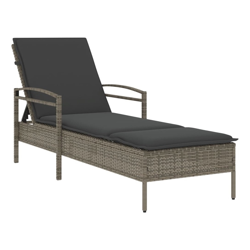 vidaXL Poly Rattan Steel Sun Lounger in Gray