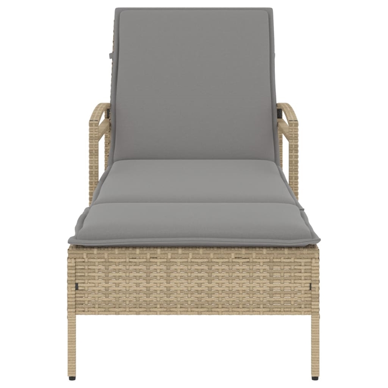 vidaXL PE Rattan Standard Sun Lounger in Beige