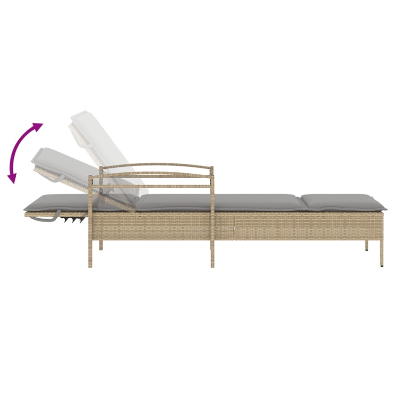 vidaXL PE Rattan Standard Sun Lounger in Beige