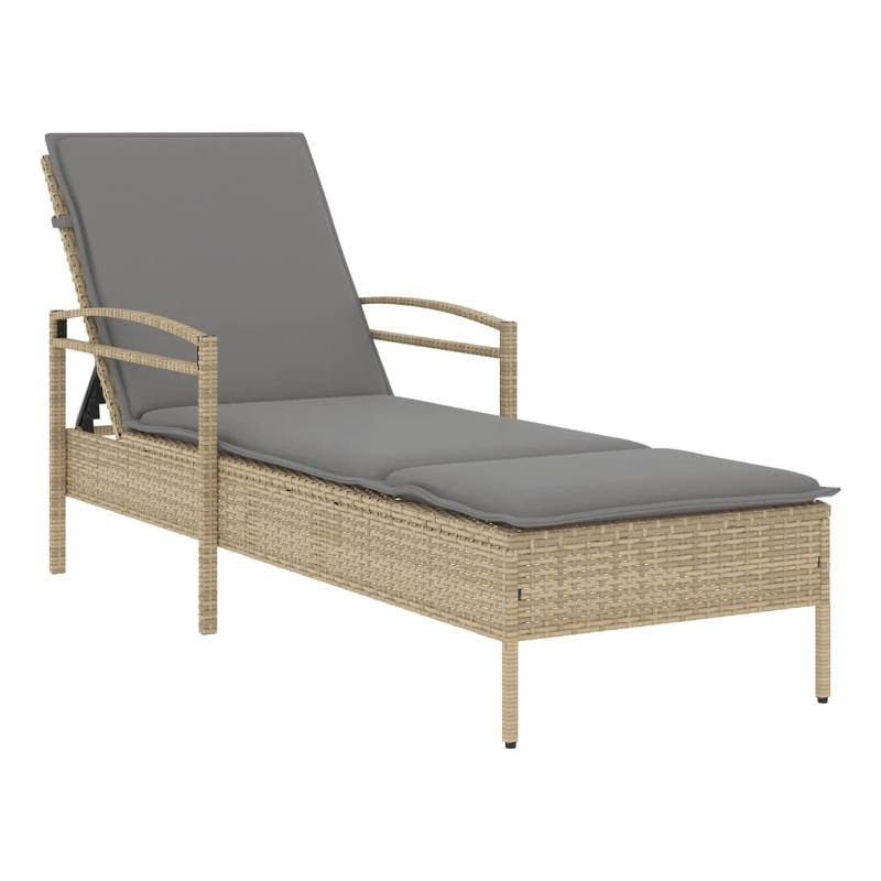 vidaXL PE Rattan Standard Sun Lounger in Beige