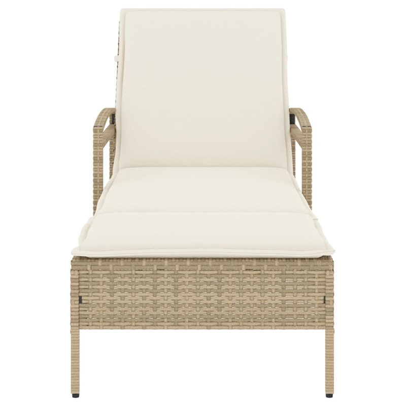 vidaXL PE Rattan Standard Sun Lounger in Beige