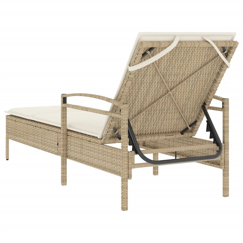 vidaXL PE Rattan Standard Sun Lounger in Beige