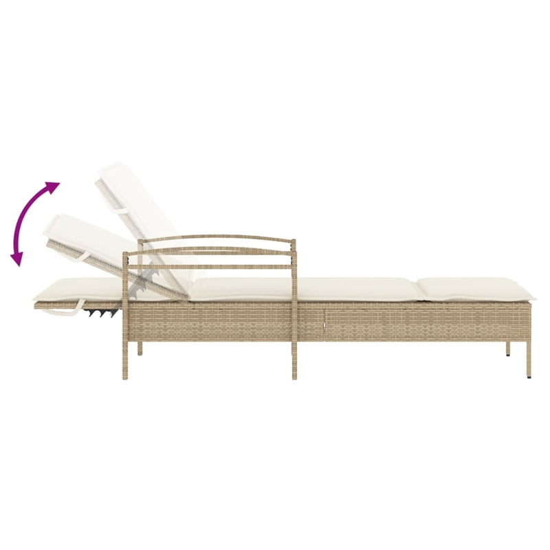 vidaXL PE Rattan Standard Sun Lounger in Beige