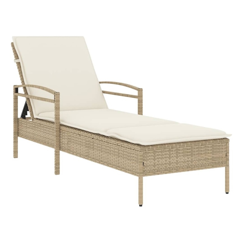 vidaXL PE Rattan Standard Sun Lounger in Beige