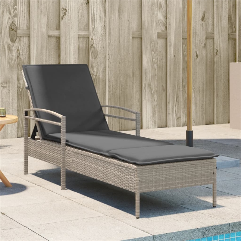 vidaXL PE Rattan Standard Sun Lounger in Light Gray