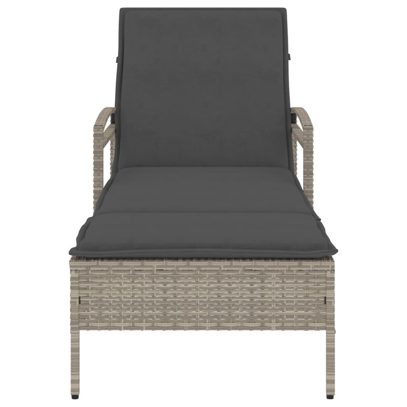 vidaXL PE Rattan Standard Sun Lounger in Light Gray