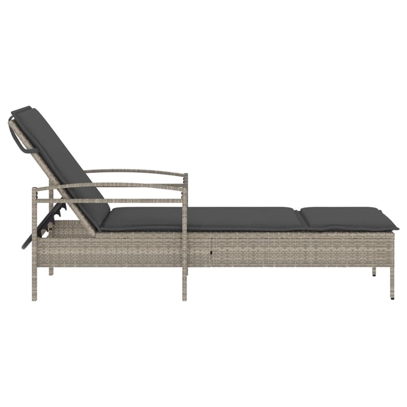 vidaXL PE Rattan Standard Sun Lounger in Light Gray