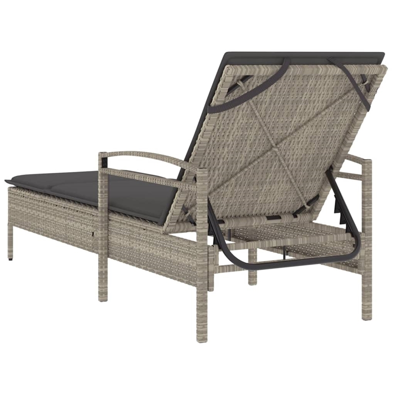 vidaXL PE Rattan Standard Sun Lounger in Light Gray