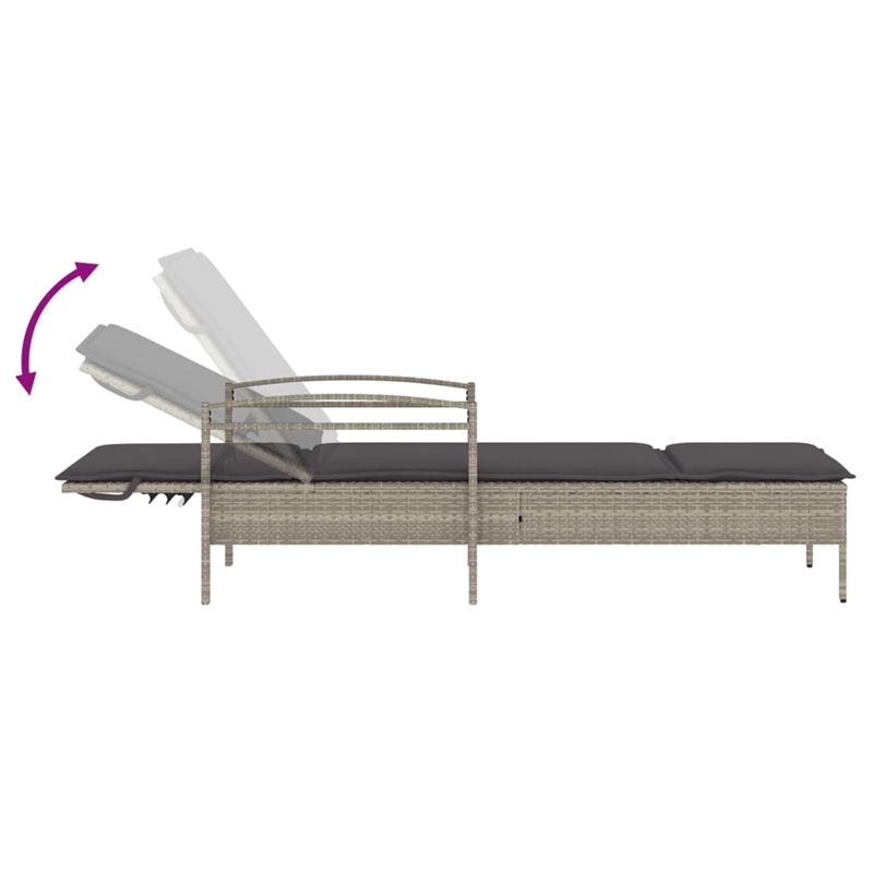 vidaXL PE Rattan Standard Sun Lounger in Light Gray