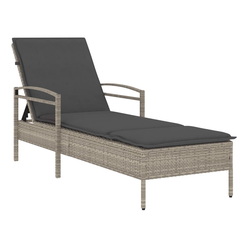 vidaXL PE Rattan Standard Sun Lounger in Light Gray