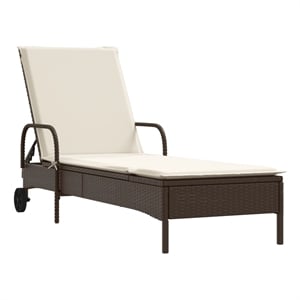 vidaXL PE Rattan Steel Foam Polyester Sun Lounger in Brown