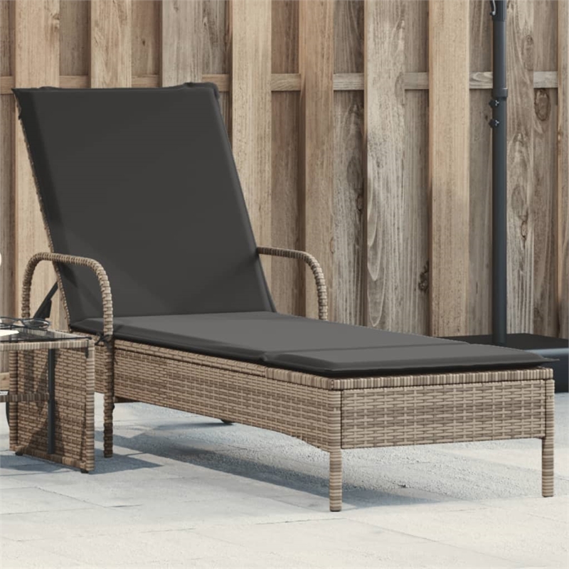 vidaXL PE Rattan Steel Polyester Sun Lounger in Gray