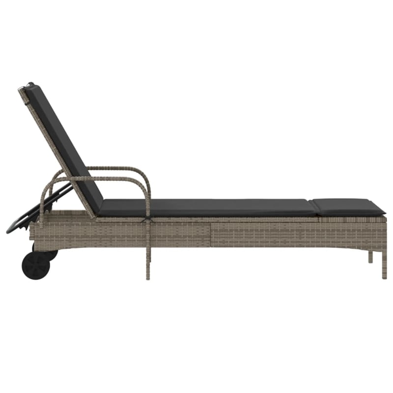 vidaXL PE Rattan Steel Polyester Sun Lounger in Gray