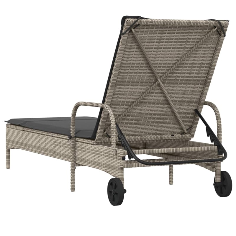 vidaXL PE Rattan Steel Polyester Sun Lounger in Gray
