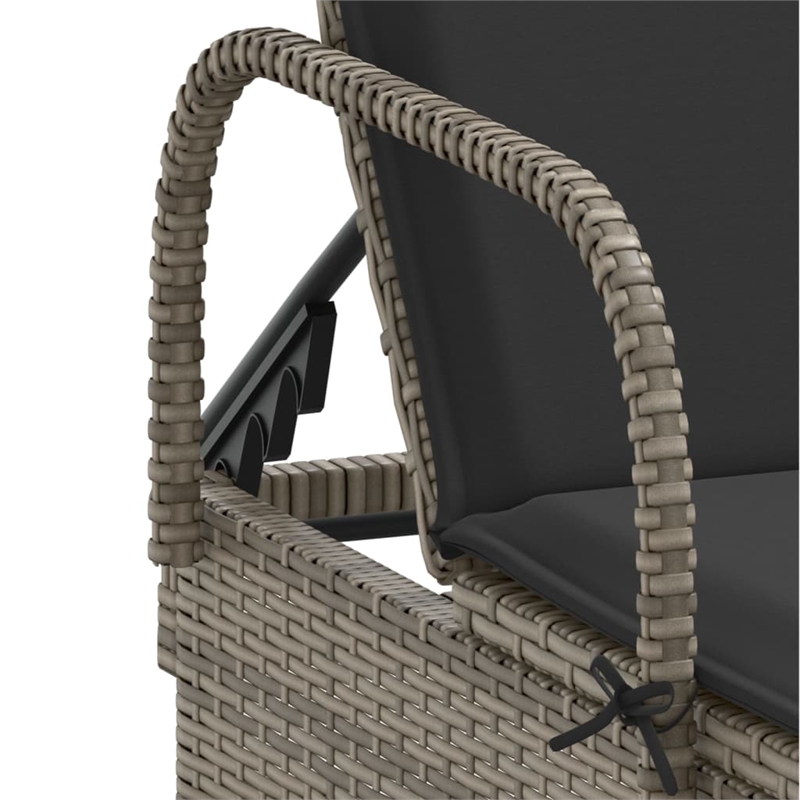 vidaXL PE Rattan Steel Polyester Sun Lounger in Gray