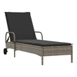 vidaXL PE Rattan Steel Polyester Sun Lounger in Gray