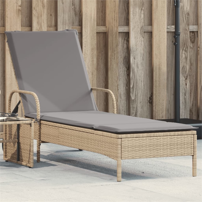 vidaXL Sun Lounger in Beige and Light Gray
