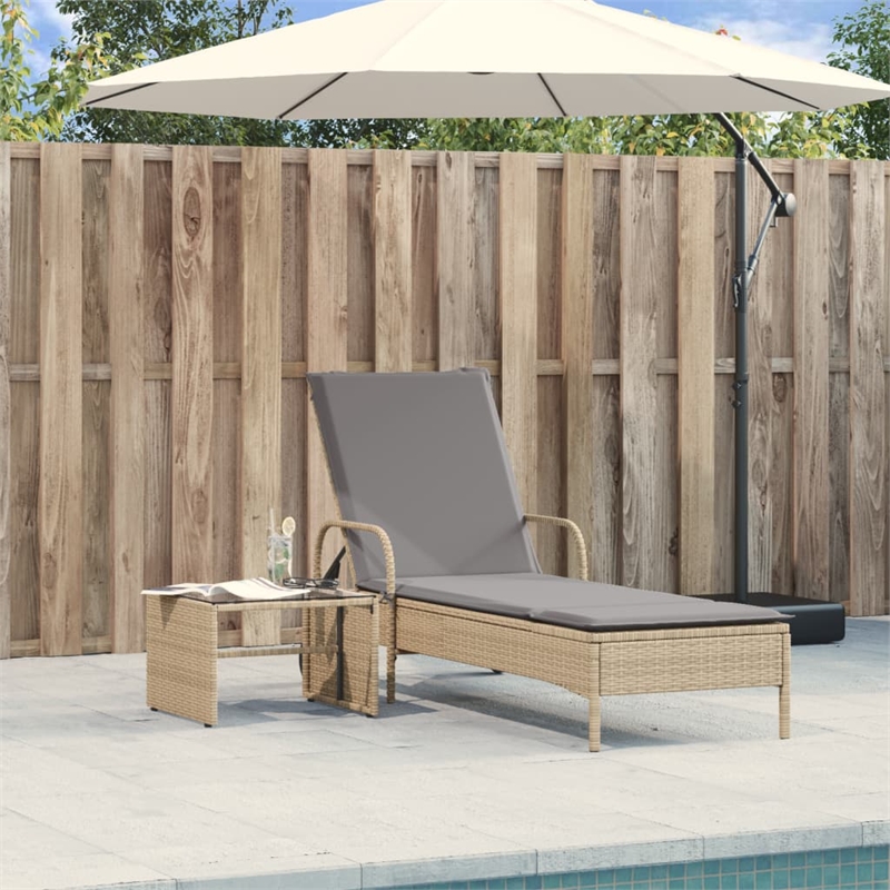 vidaXL Sun Lounger in Beige and Light Gray
