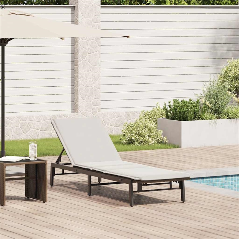 vidaXL PE Rattan Standard Sun Lounger w/ Armrests in Brown