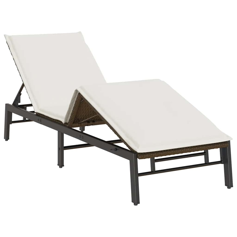 vidaXL PE Rattan Standard Sun Lounger w/ Armrests in Brown