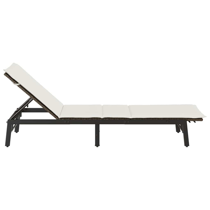 vidaXL PE Rattan Standard Sun Lounger w/ Armrests in Brown
