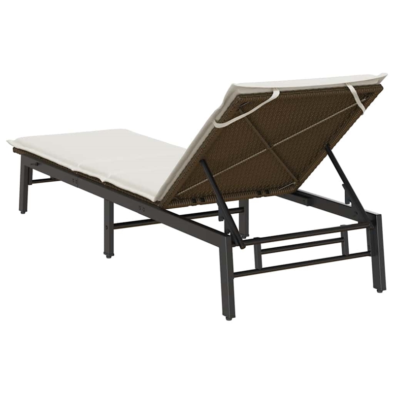 vidaXL PE Rattan Standard Sun Lounger w/ Armrests in Brown
