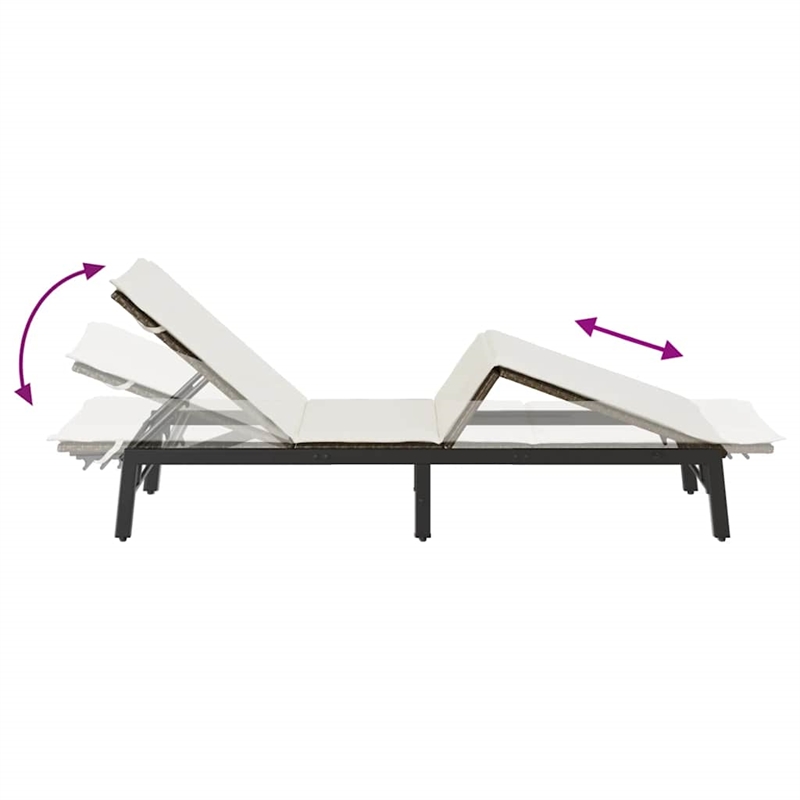 vidaXL PE Rattan Standard Sun Lounger w/ Armrests in Brown
