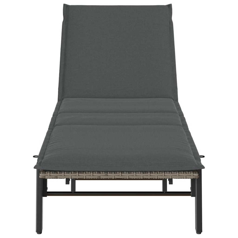 vidaXL PE Rattan Steel Adjustable Sun Lounger in Gray