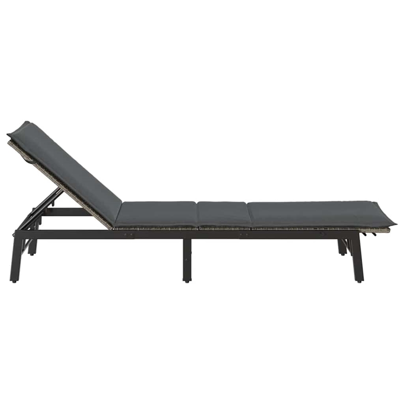 vidaXL PE Rattan Steel Adjustable Sun Lounger in Gray