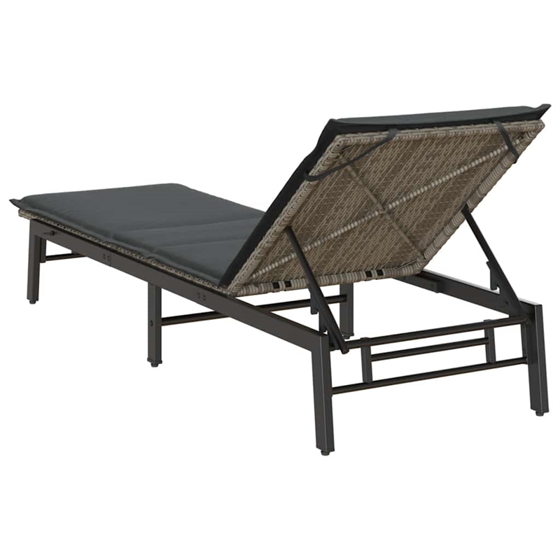 vidaXL PE Rattan Steel Adjustable Sun Lounger in Gray