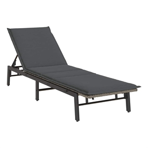 vidaXL PE Rattan Steel Adjustable Sun Lounger in Gray