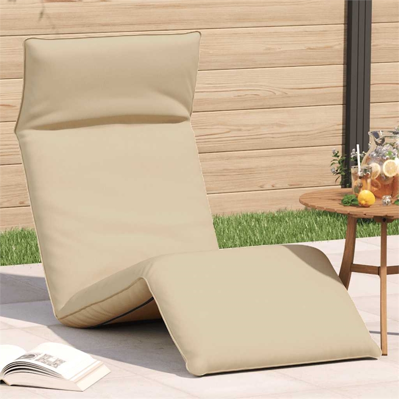 vidaXL Oxford Fabric Polyester Metal Sun Lounger in Beige