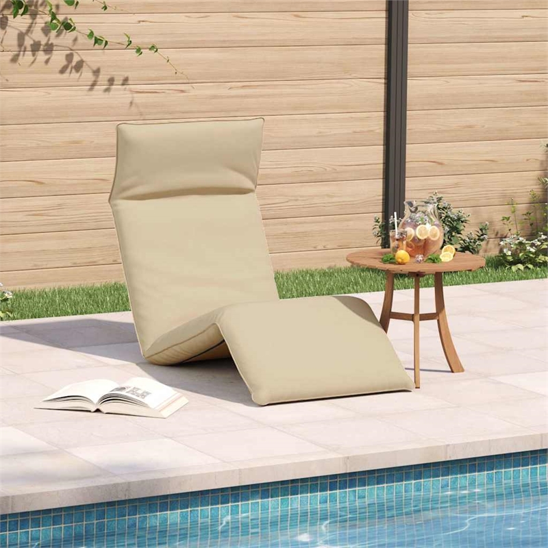 vidaXL Oxford Fabric Polyester Metal Sun Lounger in Beige