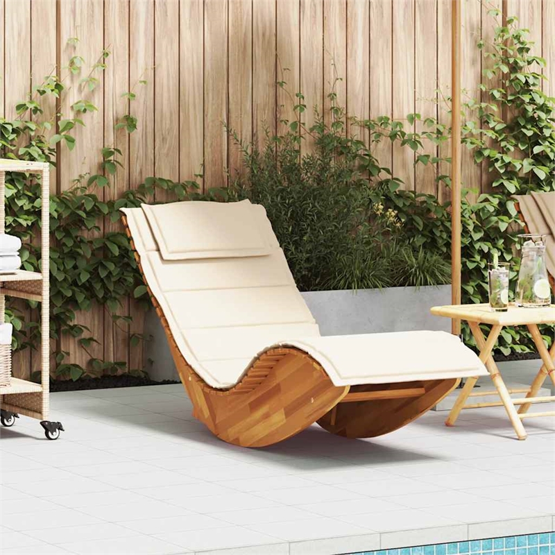 vidaXL Acacia Wood Grain Sun Lounger in Cream
