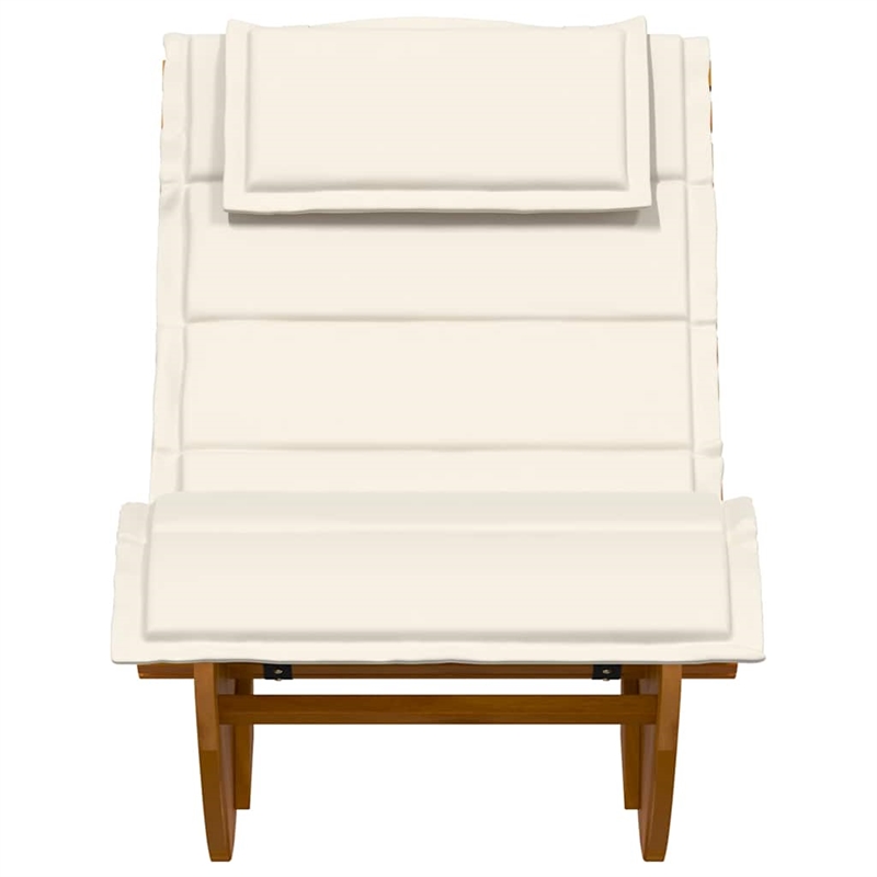 vidaXL Acacia Wood Grain Sun Lounger in Cream