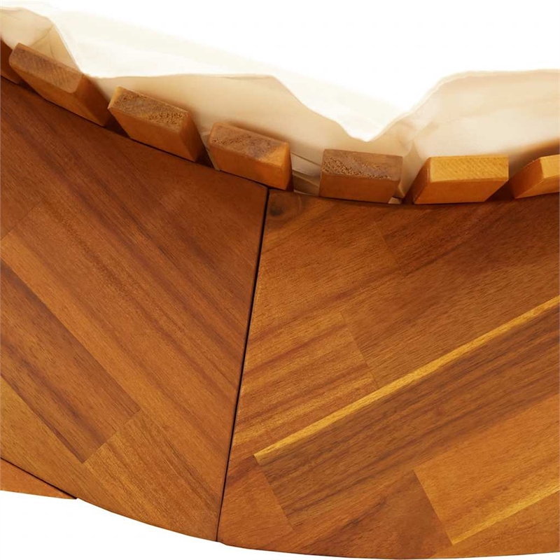 vidaXL Acacia Wood Grain Sun Lounger in Cream